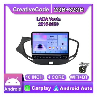 (as the picture) Inch For Lada Vesta - With Button Knob Car Radio Multimedia Carplay 2din Stereo