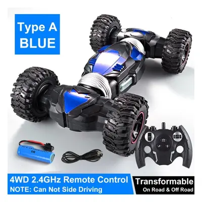 (blue, A) New Gesture Sensing Remote Control Car Lighting Stunt Car Twist Off-road Vehicle Degre