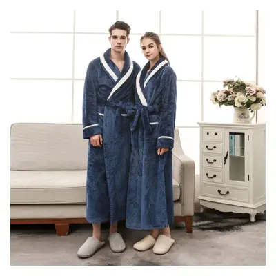 (navy, M) Winter Couple Lengthened Bathrobe Jacket