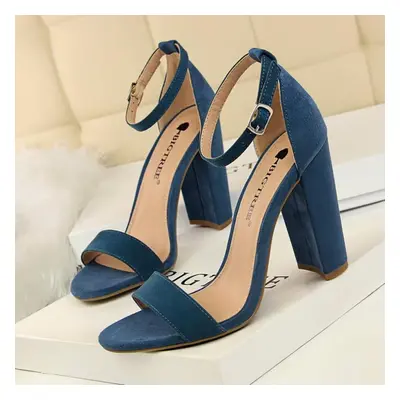 (blue, 42) Bigtree Women&apos;s Summer High Heels Fashion Simple Thick Heel High Heel Nightclub 