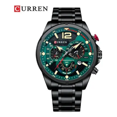 (green) Curren New Green Mens Watches Top Brand Luxury Stainless Steel Quartz Watch Men Sport Da