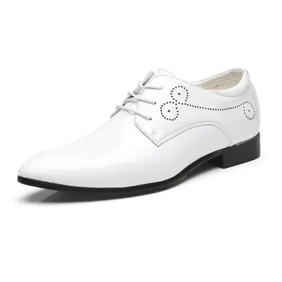 (white, 43) Men&apos;s Casual Leather Shoes Fashion Men Party Dress Shoes Breathable Fashion Wed