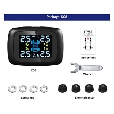 (K08-external Sensors) E-ace Car Tpms Tire Pressure Monitoring System Smart Display Alarm Monito