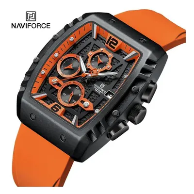 (Orange, 260mm) NAVIFORCE Watch Men Original Waterproof Sports Quartz Chronoaraph Wirstwatch NF8