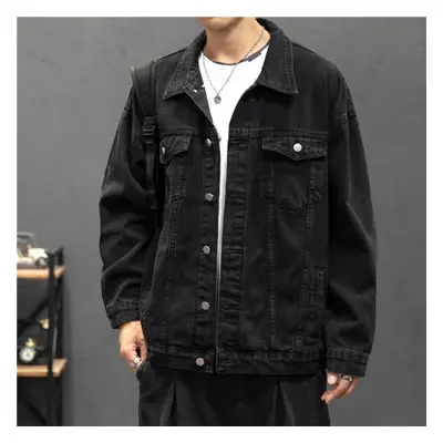 (black, XXXXL) Men&apos;s Denim Jacket Fashion Hole Retro Motorcyle Basic Coat Men Streetwear Bo