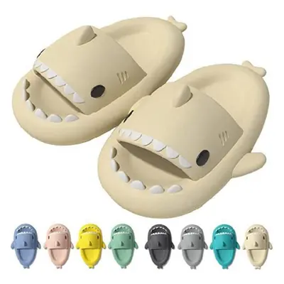 (beige, 36-37) Breathable Shark Slippers Eva Slippers Men&apos;s Women&apos;s Summer Indoor Non-