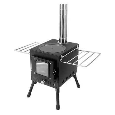 (black, Smaller front window) Outdoor Camping Wood-burning Stove Firewood Burner Stainless Steel