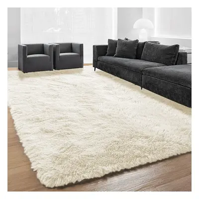 (Cream, 200cm x 290cm (6ft 8" x 9ft 7")) Non Slip Rugs Shaggy Fluffy Rugs Runners & Bath Door Ma