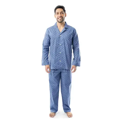 Fruit of the Loom Men's Long Sleeve Broadcloth Pajama Set Medium Blue