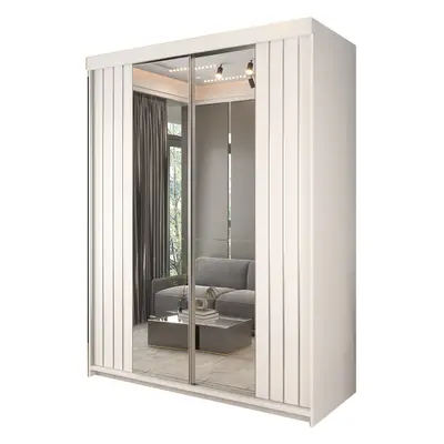 (150cm, White) Sweden Mirrored Double Door Sliding Wardrobe