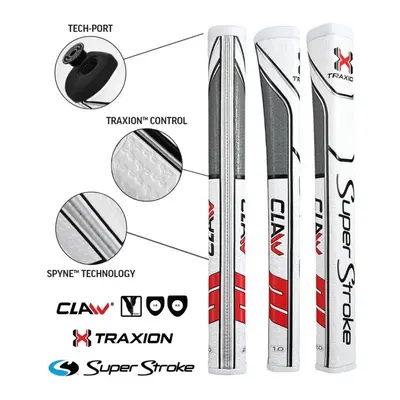 (White / Red / Grey) SuperStroke - TRAXION Claw 1.0 Putter Grip