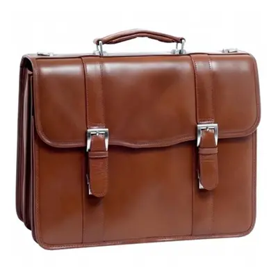 McKlein Flournoy 85954- Brown Leather Double Compartment Laptop Case