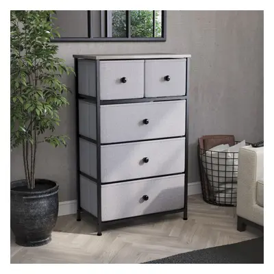 (Beige & Grey Wood) Chorley Fabric Drawer Storage Chest