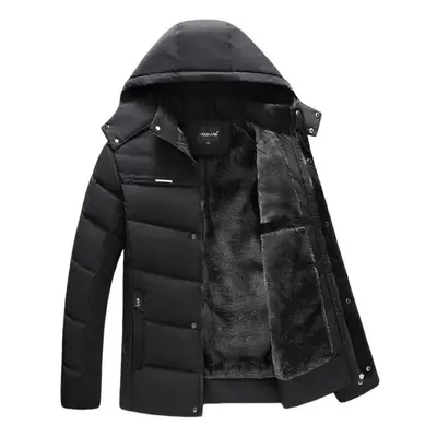 (black, XXL) Wannawear Windproof Rainproof Winter Men Outwear Collar Warm Cotton Down Coat Thick