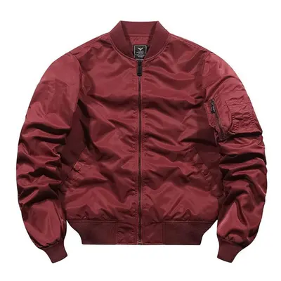 (red, XL) New Fashion Tough Guy Jacket Thin Bomber Jacket Men