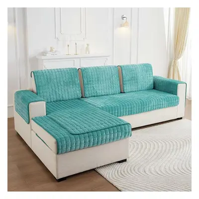 (green, 110x210cm 1pc) Solid Color Non-slip Sofa Cover Thicken Soft Plush Sofa Cushion Towel For