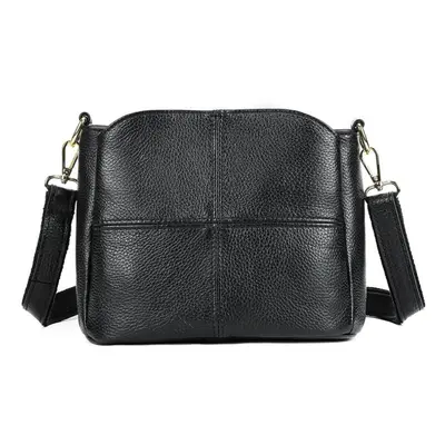 (black) Johnature Casual Genuine Leather Women&apos;s Bag Simple Solid Color Versatile Soft Cowh