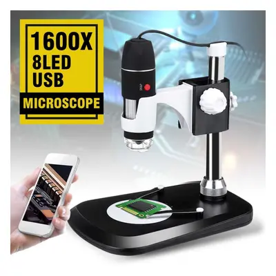 (black) 1600x Led Zoom Usb Digital Microscope Magnifier Microscope Camera Video Stand For Smartp