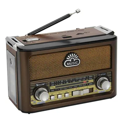 (brown) Vintage Am/fm/sw Radio With Light Home Radio Portable Wireless Bluetooth Audio Tf Card U