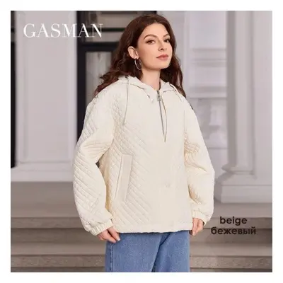 (beige, XXXL) Gasman Women&apos;s Jackets Spring Short Coats Spliced Hooded Design Windproof War