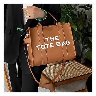 (brown) The Traveler Tote Bag For Women Crossbody Female Handbag New Solid Words Letter Leisure 