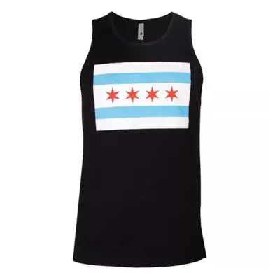 Mens Tank Top Black - Chicago Flag Large