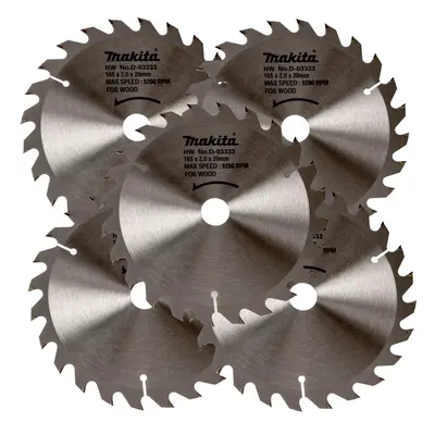 5 x Makita D-03333 Circular Saw Blade X 24 Teeth - DSS611 DSS610 DHS680