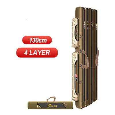 (as the picture, Layer 130cm) 2/3/4 Layer Portable Folding Fishing Rod Reel Bag Fishing Pole Gea