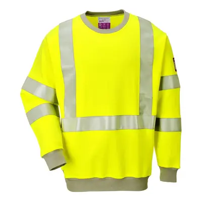 (M, Yellow) Portwest Mens Flame Resistant Hi-Vis Sweatshirt