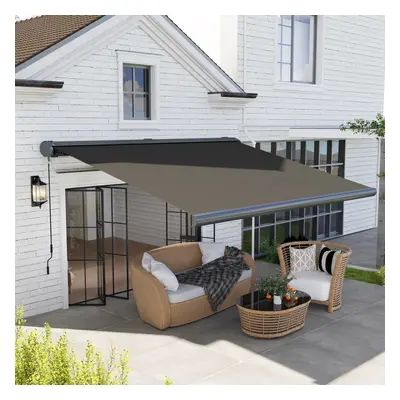 Outsunny 4x3(m) Full Cassette Electric Awning, Aluminium Frame, Dark Grey