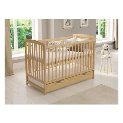 (Pine) Jacob | Cot Bed 120x60cm with drawer & Aloe Vera mattress