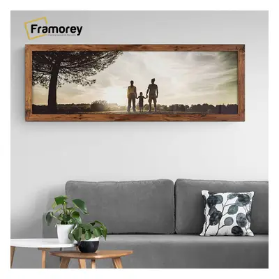 (26x12 Inch) Panoramic Size Rustic Oak Picture Frame Wall Art Frames Flat Wooden Effect Poster F