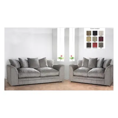 (Grey, 3+2 Set) BYRON Jumbo Cord Sofa Sets