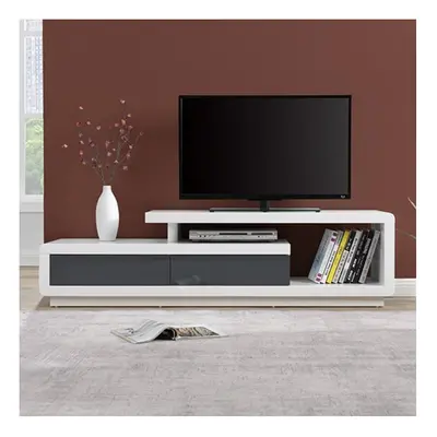 Celia High Gloss TV Stand With Drawers In White And Grey