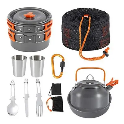 Jetcloud Camping Cookware Kit Outdoor Aluminum Cooking Set for to People Non Stick Folding Campi