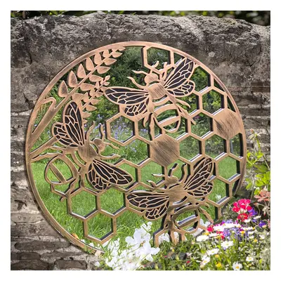 (Honey Bee Garden Wall Mirror - Copper - Ideal Memorial with Tree of Life Style) Tree of Life Ou