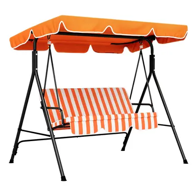 Outsunny Outdoor 3-person Porch Swing Chair with Adjustable Canopy Orange