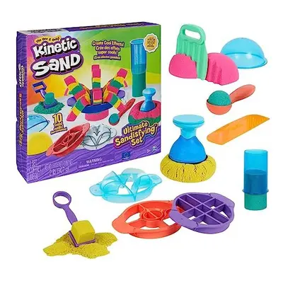 Kinetic Sand Ultimate Sandisfying Set, 2lb of Sand. Pink, Yellow and Teal, Moulds and Tools, Sen