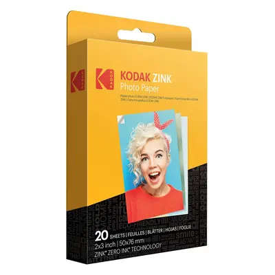 Kodak 2"x3" Premium Zink Photo Paper (20 Sheets) Compatible with Kodak Smile, Kodak Step, PRINTO