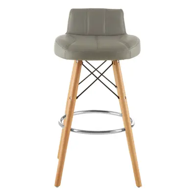 Grey Leather Effect Bar Stool, Comfortable Seating Faux Leather Bar Stool, Space-Saver Leather K