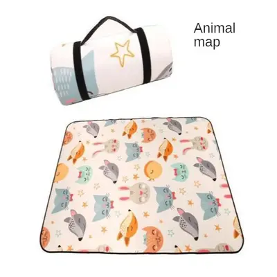 (Animal Map, 150x130cm) Folding Camping Mat Outdoor Beach Picnic Nation Style Printed Thicken Sl