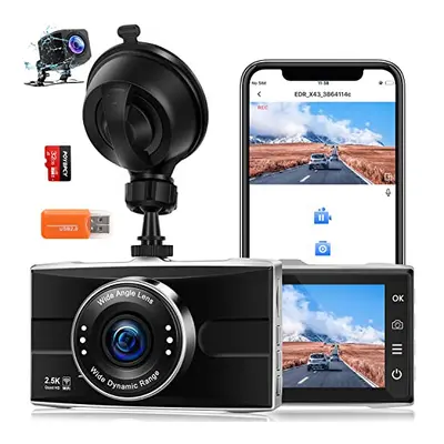 Dash Cam 2.5K Front and Rear Camera 1440P+1080P FHD WiFi Dual Dashcam for Cars Support APP with 