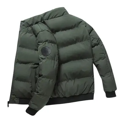 (green, XL) (su)men&apos;s Down Jacket Warm Cotton Clothing Loose Coat Bread Suit Thickening War