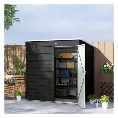 Outsunny x 4ft Metal Garden Shed with Lockable Door and Gloves, Dark Grey