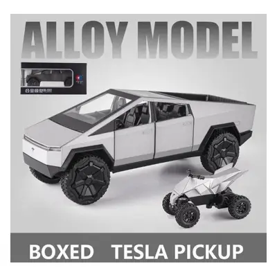 (grey) 1:24 Mini Auto Tesla Cybertruck Pickup Trailer Alloy Car Model Diecasts Metal Off-road Ve