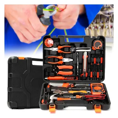 35pcs Multifuntional Tools Set Steel Household Electrician Kits Hardware Toolbox Black+orange