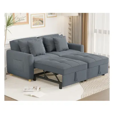 (Dark Grey) YODOLLA 3-in-1 Sofa Bed Double Sleeper Chair Bed