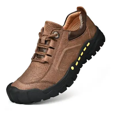 (dark brown, 39) Men&apos;s Genuine Leather Hiking Shoes Outdoor Casual Shoes