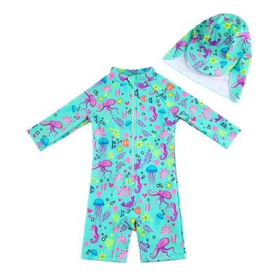 upandfast Baby/Toddler One Piece Zip Sunsuits with Sun Hat UPF 50+ Sun