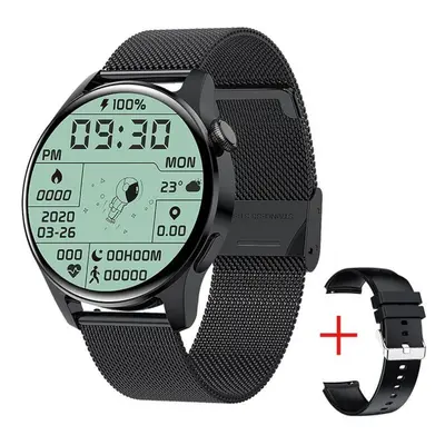 (black, Mesh belt) Lige Men Smart Watch Heart Rate Monitor Sports Waterproof Men&apos;s Watches 